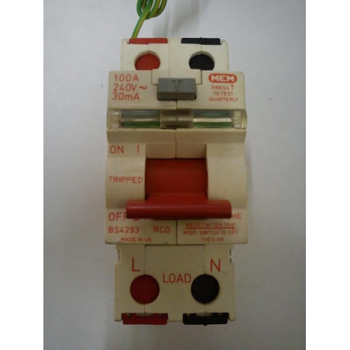 MEM 100a 30ma Single Phase RCD Main Switch